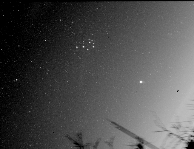 Mercury photographed near the Pleiades on 26 April 2009