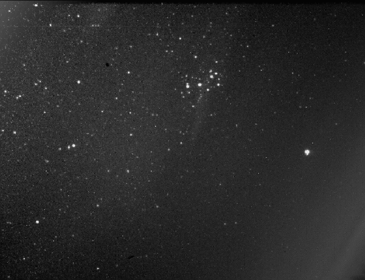 Animation showing Mercury moving against the stars near the Pleiades